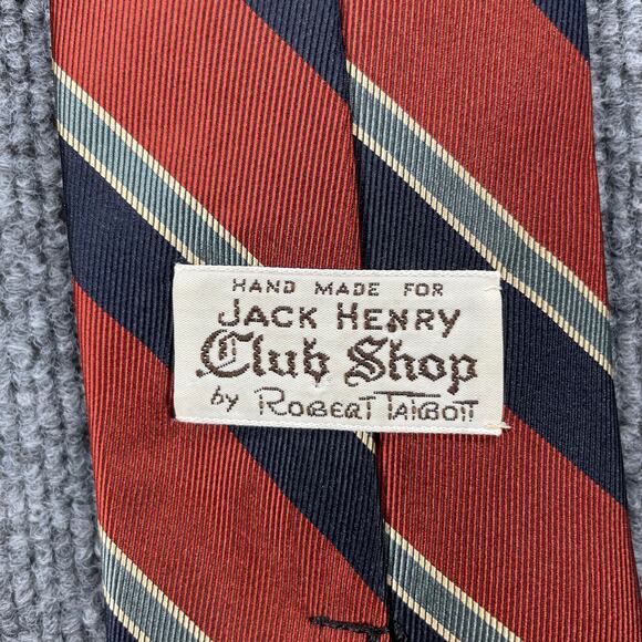 Robert Talbott REPP Tie 3" X 56 3/4" Red/Black/Gray Striped Hand Sewn Silk - Picture 5 of 10